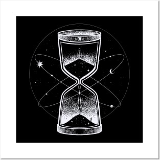 Galaxy Spiritual Hourglass design in tattoo stippling style Posters and Art